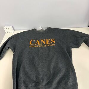 Jerzees Gray and Orange Crew Neck Sweatshirt University of Miami